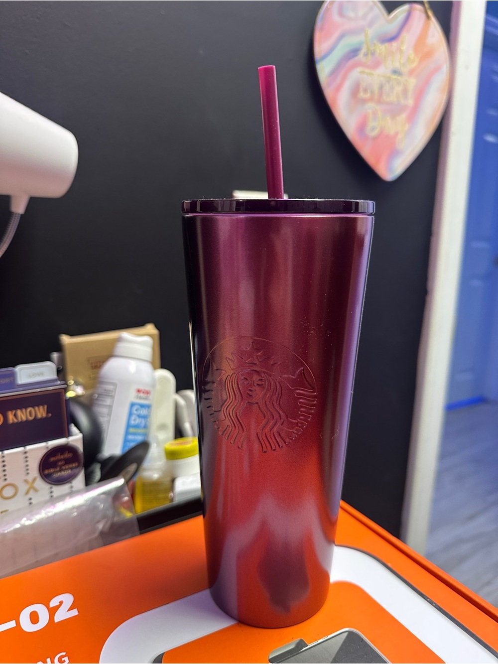 Starbucks Holiday 2021 Stainless Steel Ombre Tumbler Cold Cup Red Venti 24 OzNew